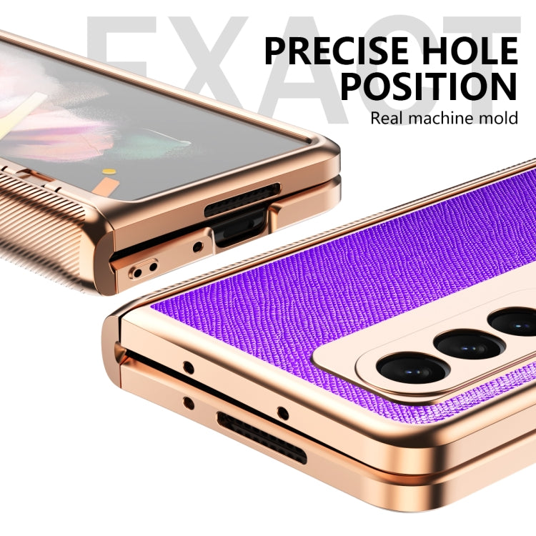 For Samsung Galaxy Z Fold3 5G Electroplated Armor Cross Texture Phone Case
