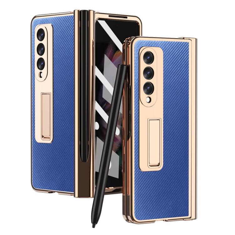 For Samsung Galaxy Z Fold3 5G Electroplated Hinge Pen Slot Kevlar Phone Case