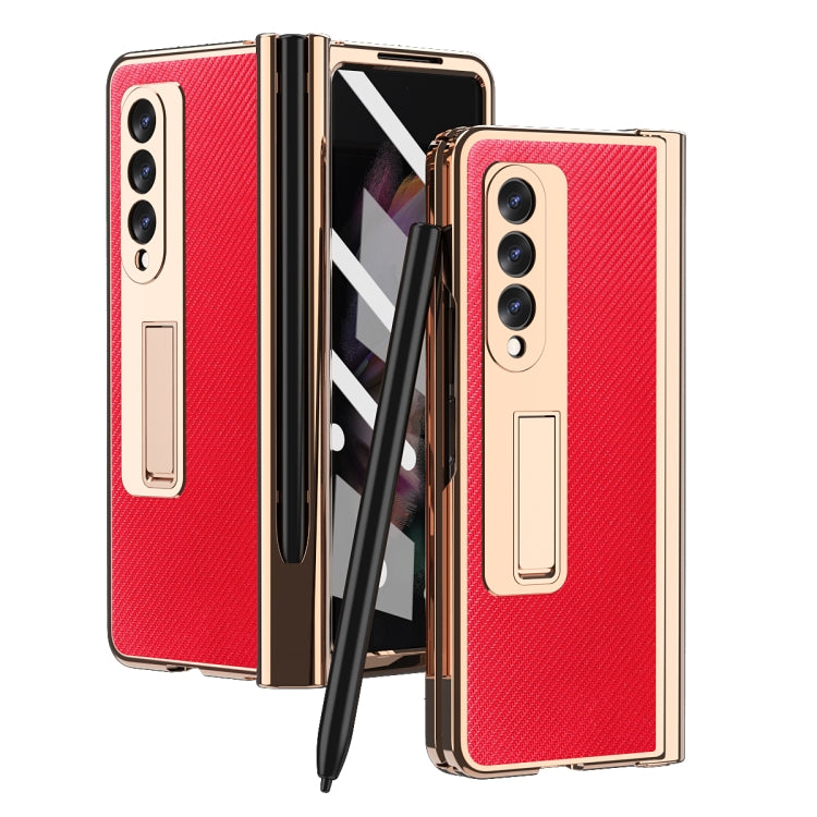 For Samsung Galaxy Z Fold3 5G Electroplated Hinge Pen Slot Kevlar Phone Case
