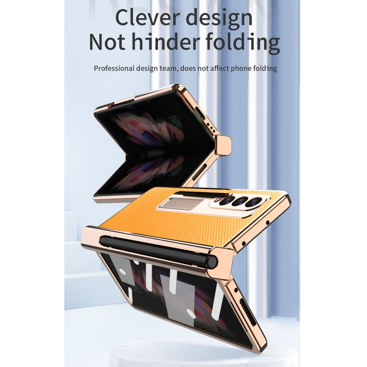 For Samsung Galaxy Z Fold3 5G Electroplated Hinge Pen Slot Kevlar Phone Case