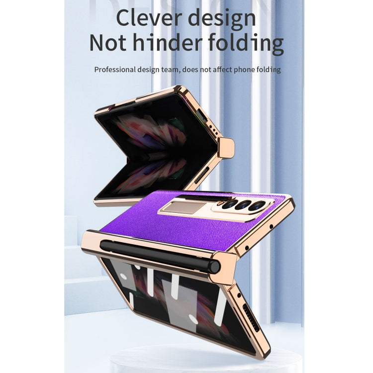 For Samsung Galaxy Z Fold3 5G Electroplated Hinge Pen Slot Cross Phone Case