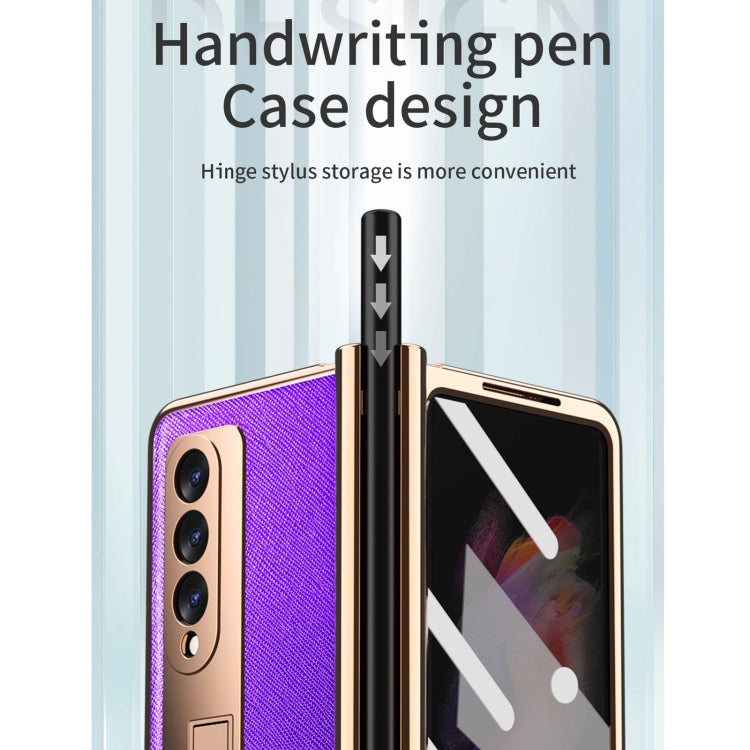 For Samsung Galaxy Z Fold3 5G Electroplated Hinge Pen Slot Cross Phone Case