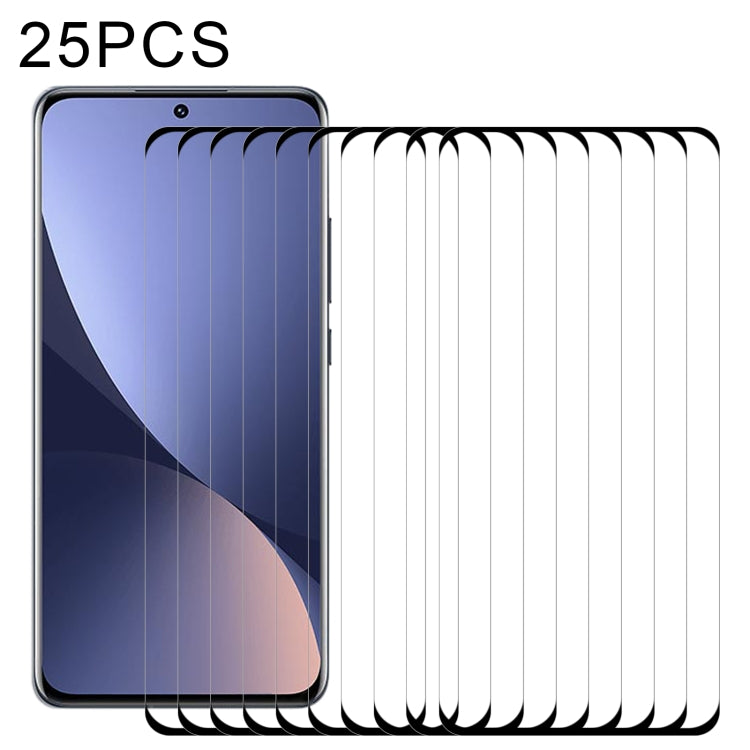 25 PCS 9H HD 3D Curved Edge Tempered Glass Film For Xiaomi 12X / 12 / 12S (Black)