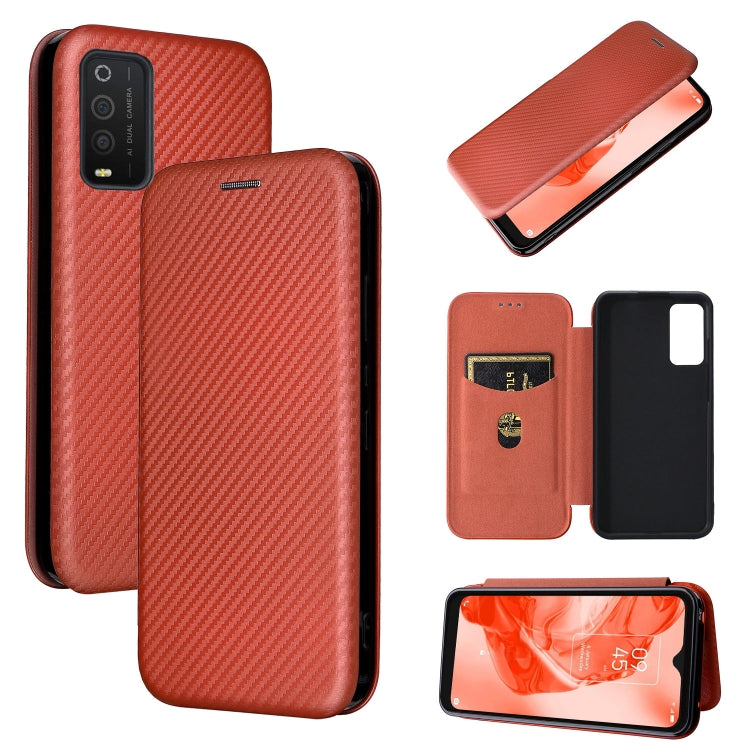 For TCL 205 Carbon Fiber Texture Horizontal Flip Leather Phone Case