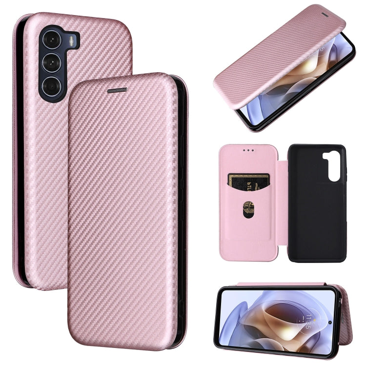 For Motorola Moto G200 5G / Edge S30 Carbon Fiber Texture Horizontal Flip Leather Phone Case