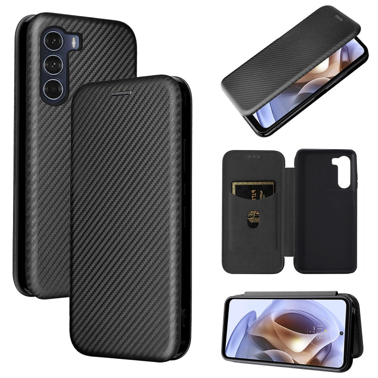 For Motorola Moto G200 5G / Edge S30 Carbon Fiber Texture Horizontal Flip Leather Phone Case