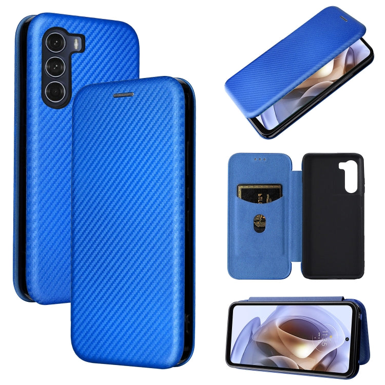 For Motorola Moto G200 5G / Edge S30 Carbon Fiber Texture Horizontal Flip Leather Phone Case