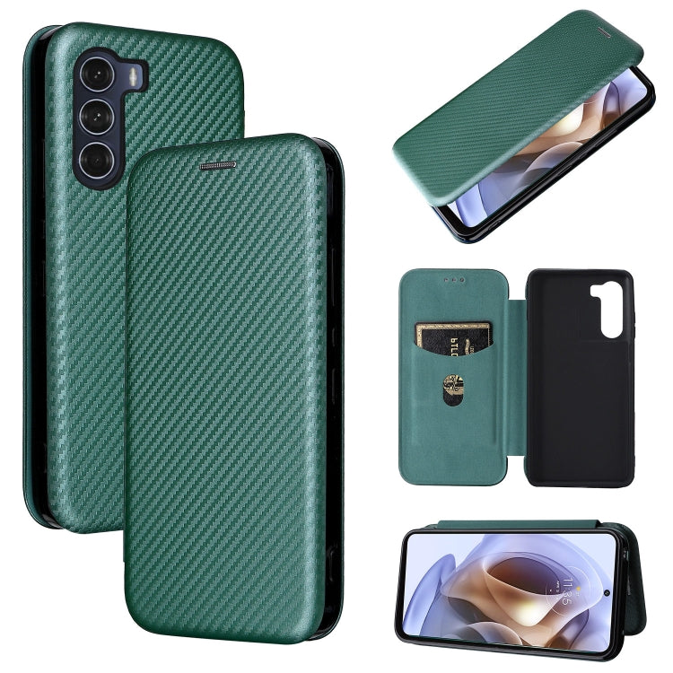 For Motorola Moto G200 5G / Edge S30 Carbon Fiber Texture Horizontal Flip Leather Phone Case