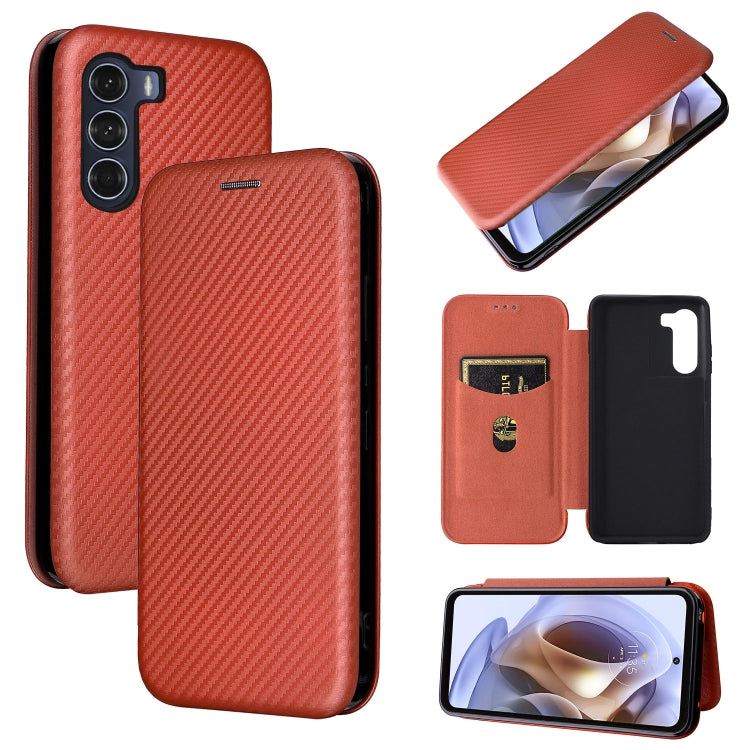 For Motorola Moto G200 5G / Edge S30 Carbon Fiber Texture Horizontal Flip Leather Phone Case