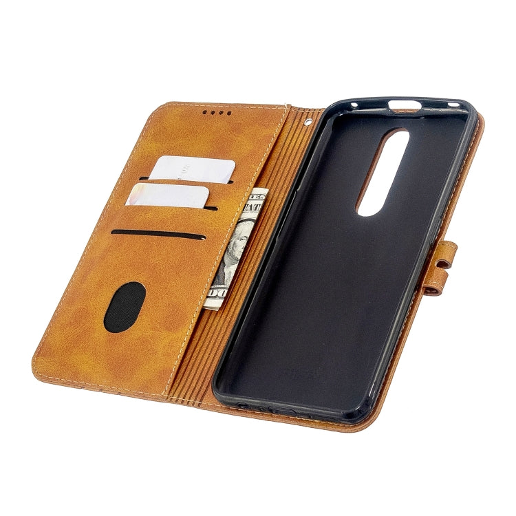 For OPPO F11 Stitching Style 2-Color Cow Texture Horizontal Flip PU Leather Case with Holder & Card Slot & Lanyard