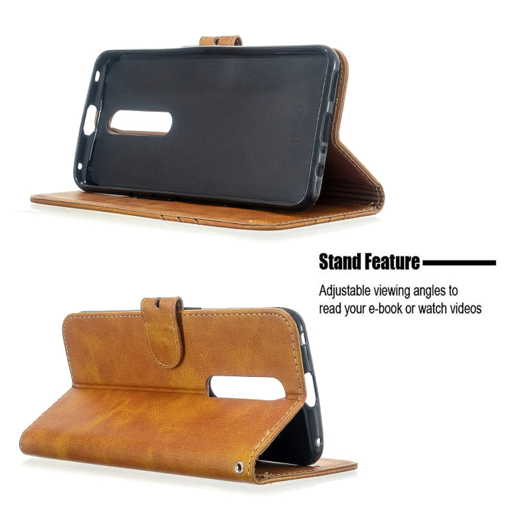 For OPPO F11 Stitching Style 2-Color Cow Texture Horizontal Flip PU Leather Case with Holder & Card Slot & Lanyard