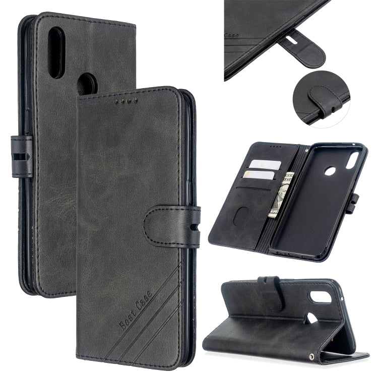 For OPPO Realme 3 Stitching Style 2-Color Cow Texture Horizontal Flip PU Leather Case with Holder & Card Slot & Lanyard