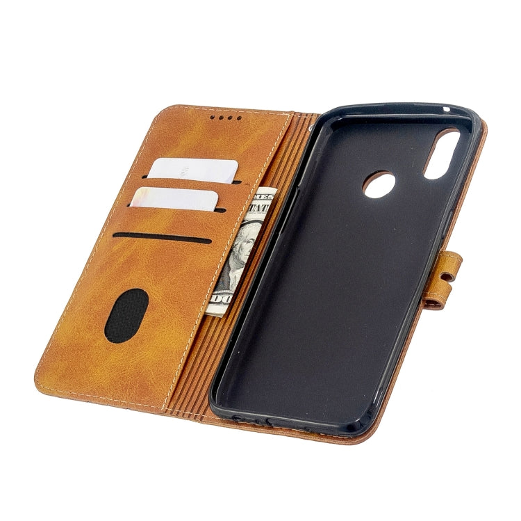 For OPPO Realme 3 Stitching Style 2-Color Cow Texture Horizontal Flip PU Leather Case with Holder & Card Slot & Lanyard