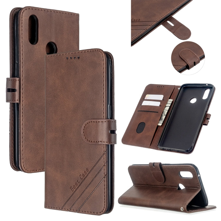 For OPPO Realme 3 Stitching Style 2-Color Cow Texture Horizontal Flip PU Leather Case with Holder & Card Slot & Lanyard