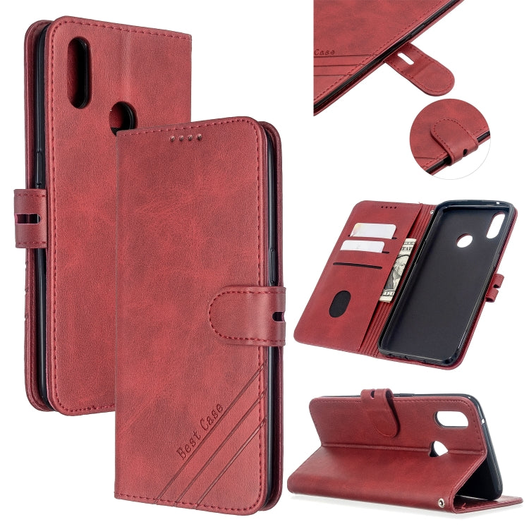 For OPPO Realme 3 Stitching Style 2-Color Cow Texture Horizontal Flip PU Leather Case with Holder & Card Slot & Lanyard