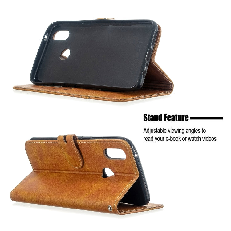 For OPPO Realme 3 Pro Stitching Style 2-Color Cow Texture Horizontal Flip PU Leather Case with Holder & Card Slot & Lanyard