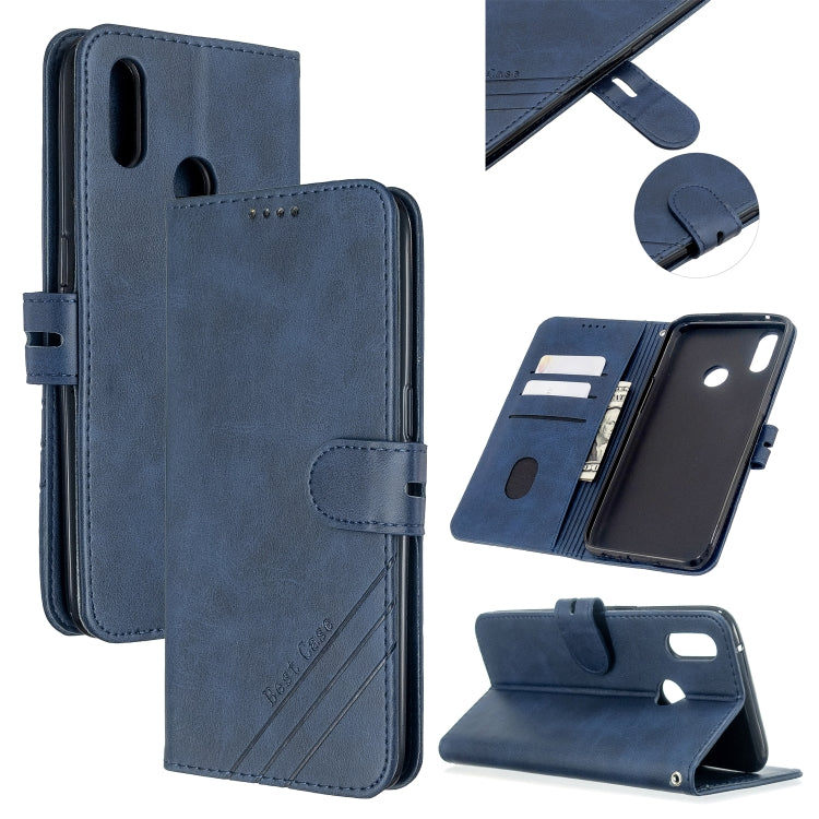 For OPPO Realme 3 Pro Stitching Style 2-Color Cow Texture Horizontal Flip PU Leather Case with Holder & Card Slot & Lanyard