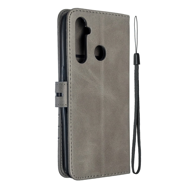 For OPPO Realme 5 Stitching Style 2-Color Cow Texture Horizontal Flip PU Leather Case with Holder & Card Slot & Lanyard