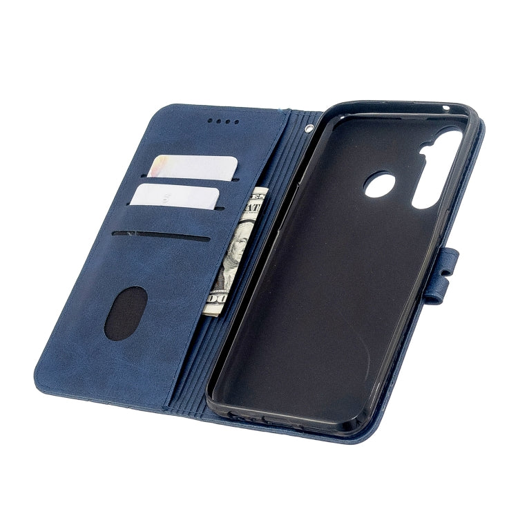 For OPPO Realme 5 Stitching Style 2-Color Cow Texture Horizontal Flip PU Leather Case with Holder & Card Slot & Lanyard