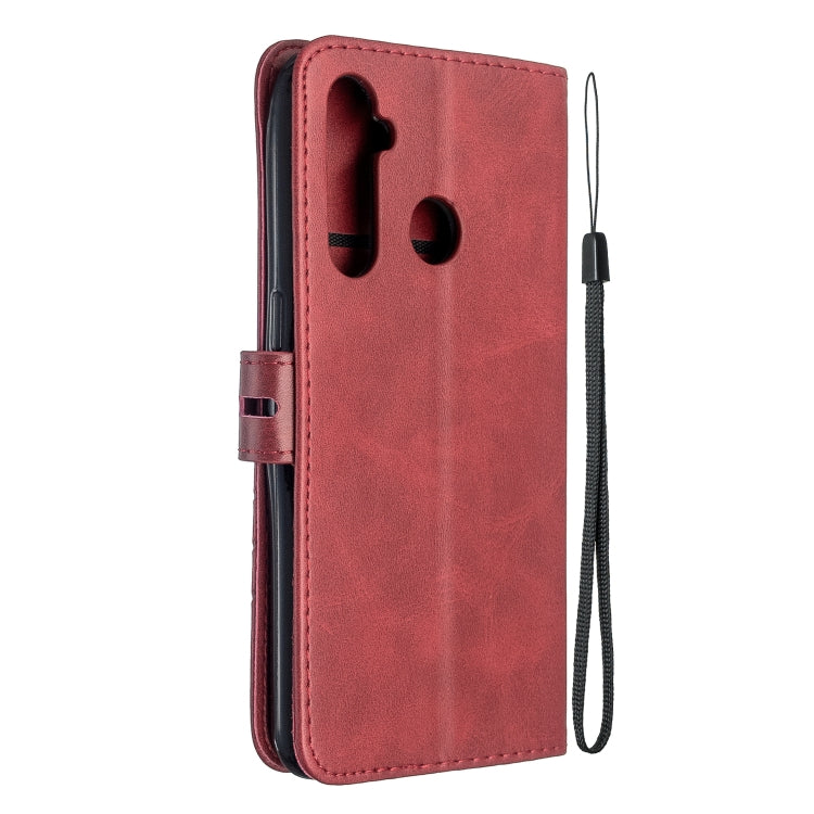For OPPO Realme 5 Stitching Style 2-Color Cow Texture Horizontal Flip PU Leather Case with Holder & Card Slot & Lanyard