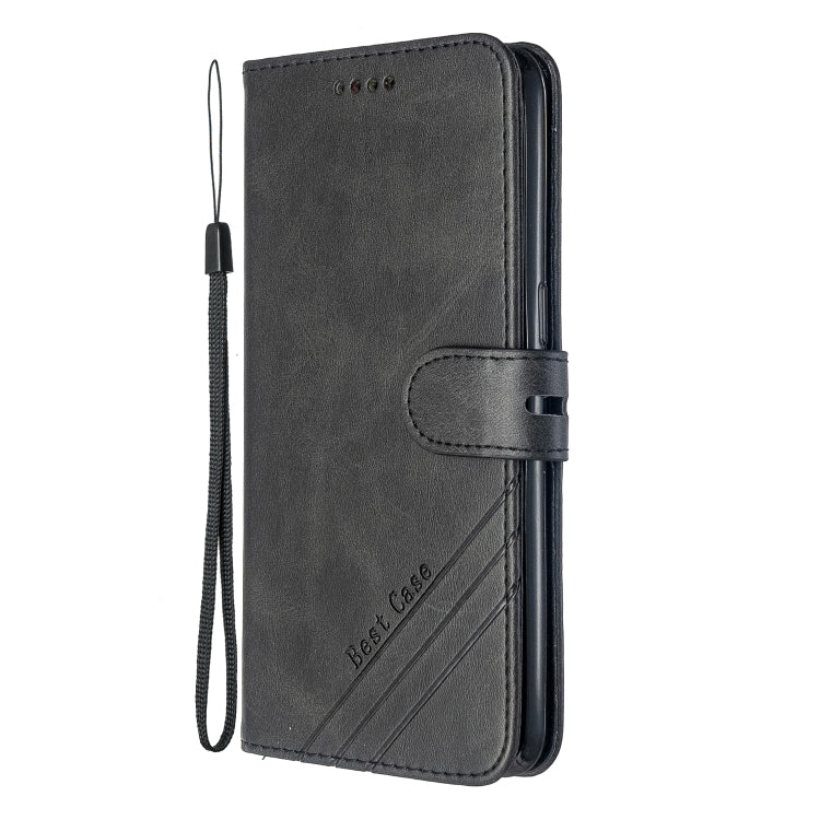 For OPPO Realme 5 Pro Stitching Style 2-Color Cow Texture Horizontal Flip PU Leather Case with Holder & Card Slot & Lanyard