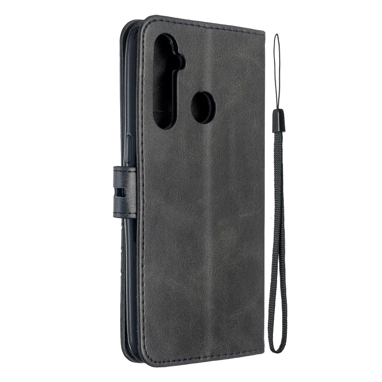 For OPPO Realme 5 Pro Stitching Style 2-Color Cow Texture Horizontal Flip PU Leather Case with Holder & Card Slot & Lanyard