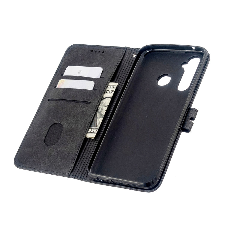 For OPPO Realme 5 Pro Stitching Style 2-Color Cow Texture Horizontal Flip PU Leather Case with Holder & Card Slot & Lanyard