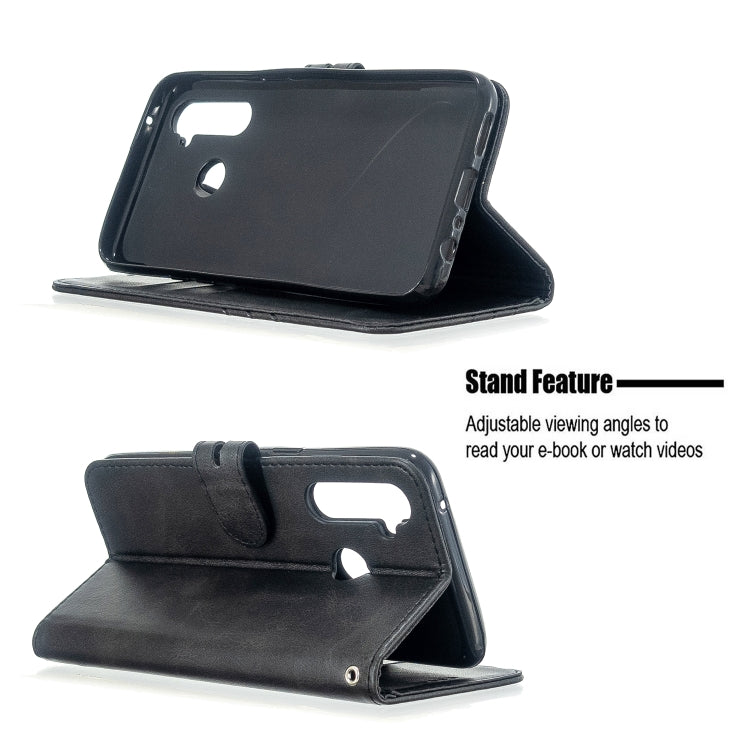 For OPPO Realme 5 Pro Stitching Style 2-Color Cow Texture Horizontal Flip PU Leather Case with Holder & Card Slot & Lanyard