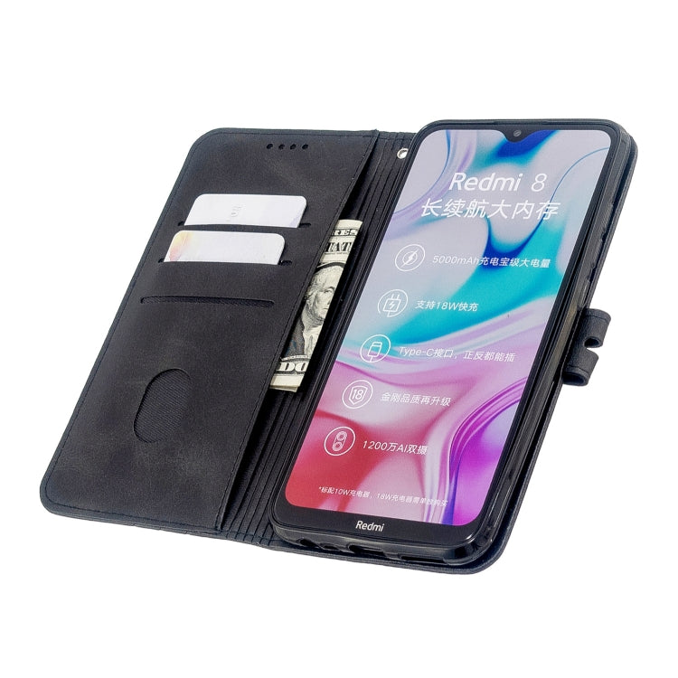 For Xiaomi Redmi 8 / 8A Stitching Style 2-Color Cow Texture Horizontal Flip PU Leather Case with Holder & Card Slot & Lanyard