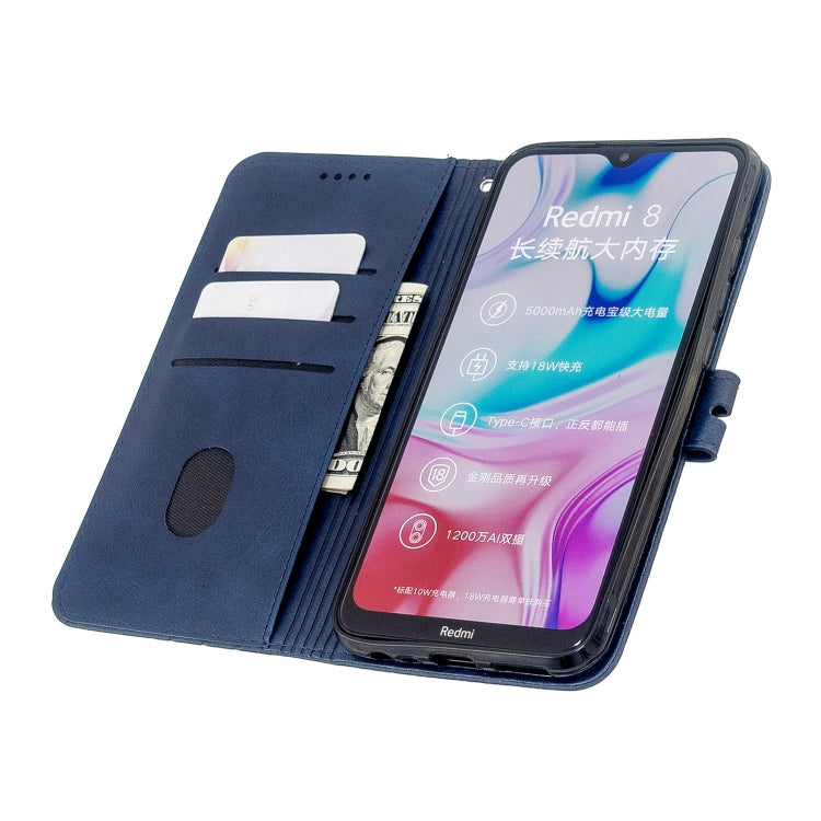 For Xiaomi Redmi 8 / 8A Stitching Style 2-Color Cow Texture Horizontal Flip PU Leather Case with Holder & Card Slot & Lanyard