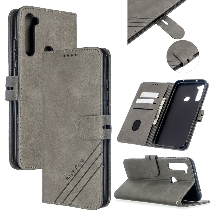 For Xiaomi Redmi Note 8T Stitching Style 2-Color Cow Texture Horizontal Flip PU Leather Case with Holder & Card Slot & Lanyard