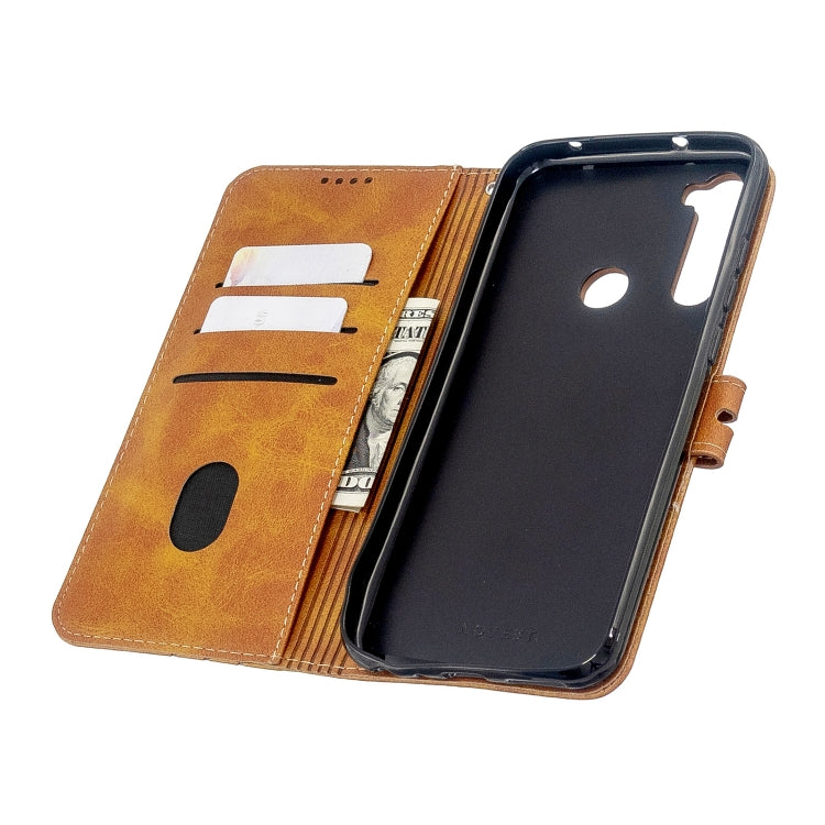 For Xiaomi Redmi Note 8T Stitching Style 2-Color Cow Texture Horizontal Flip PU Leather Case with Holder & Card Slot & Lanyard