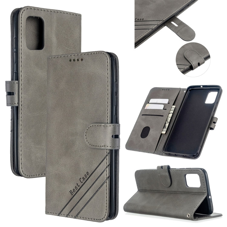 For Galaxy A51 Stitching Style 2-Color Cow Texture Horizontal Flip PU Leather Case with Holder & Card Slot & Lanyard