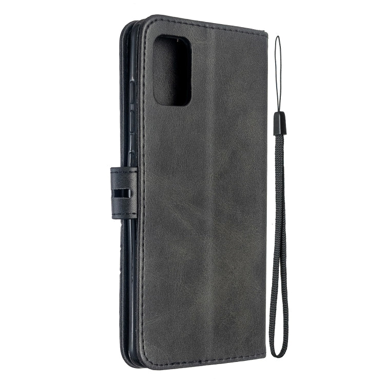 For Galaxy A51 Stitching Style 2-Color Cow Texture Horizontal Flip PU Leather Case with Holder & Card Slot & Lanyard