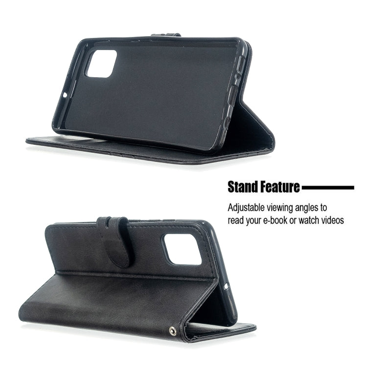 For Galaxy A51 Stitching Style 2-Color Cow Texture Horizontal Flip PU Leather Case with Holder & Card Slot & Lanyard