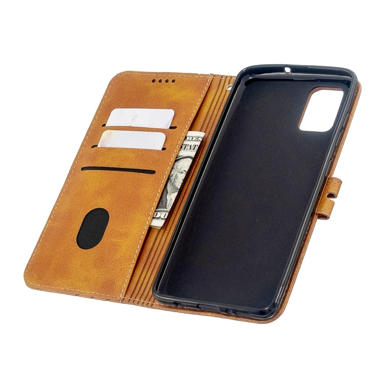 For Galaxy A51 Stitching Style 2-Color Cow Texture Horizontal Flip PU Leather Case with Holder & Card Slot & Lanyard