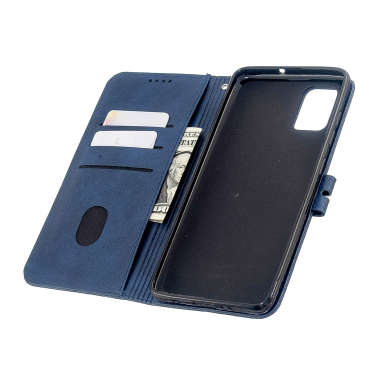 For Galaxy A51 Stitching Style 2-Color Cow Texture Horizontal Flip PU Leather Case with Holder & Card Slot & Lanyard
