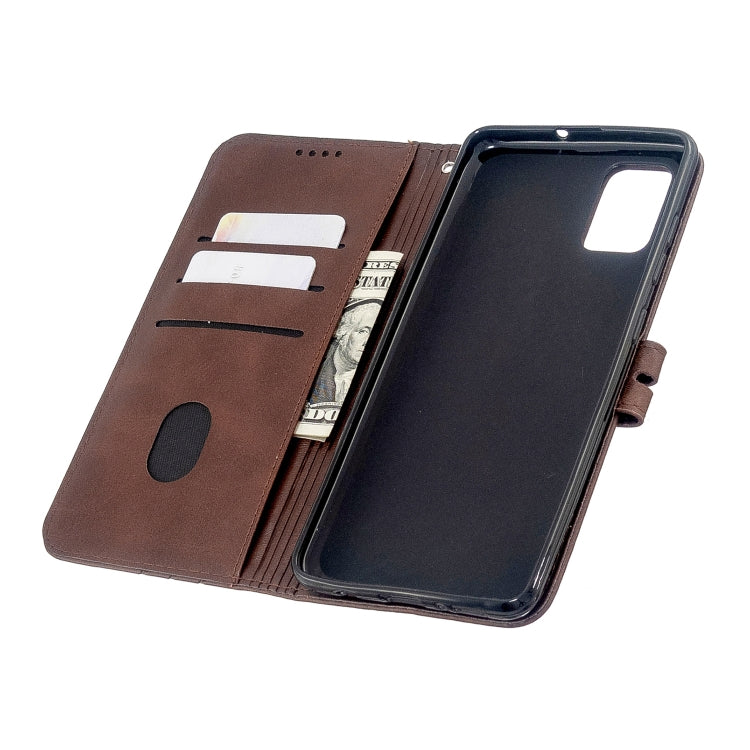 For Galaxy A51 Stitching Style 2-Color Cow Texture Horizontal Flip PU Leather Case with Holder & Card Slot & Lanyard