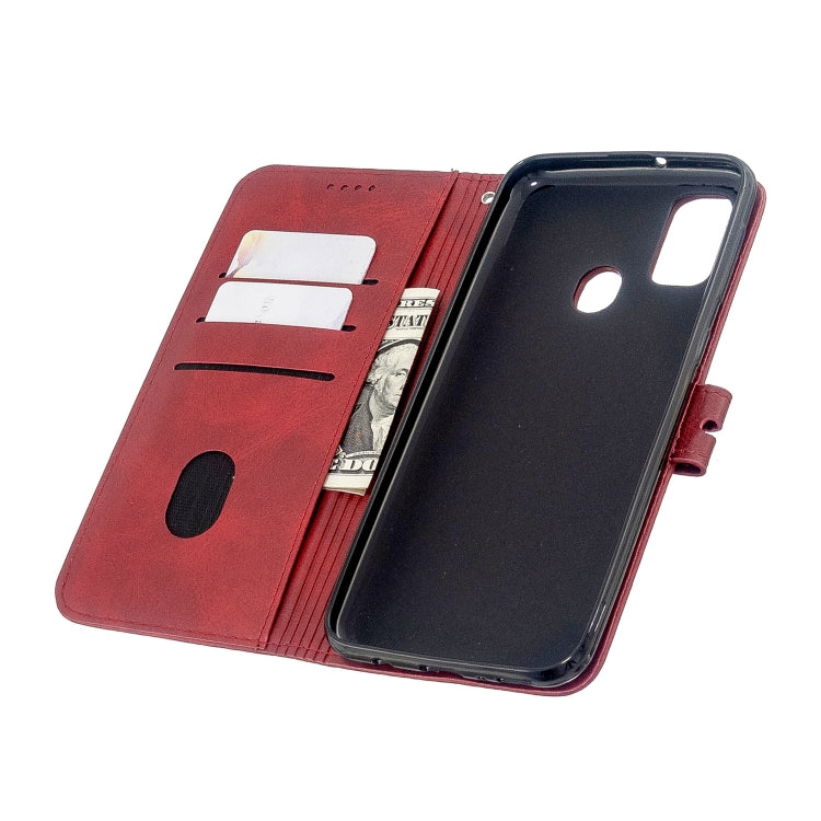 For Galaxy M30s Stitching Style 2-Color Cow Texture Horizontal Flip PU Leather Case with Holder & Card Slot & Lanyard