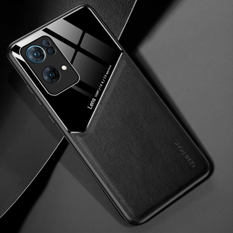 For OPPO Reno7 Pro All-inclusive Leather + Organic Glass Phone Case