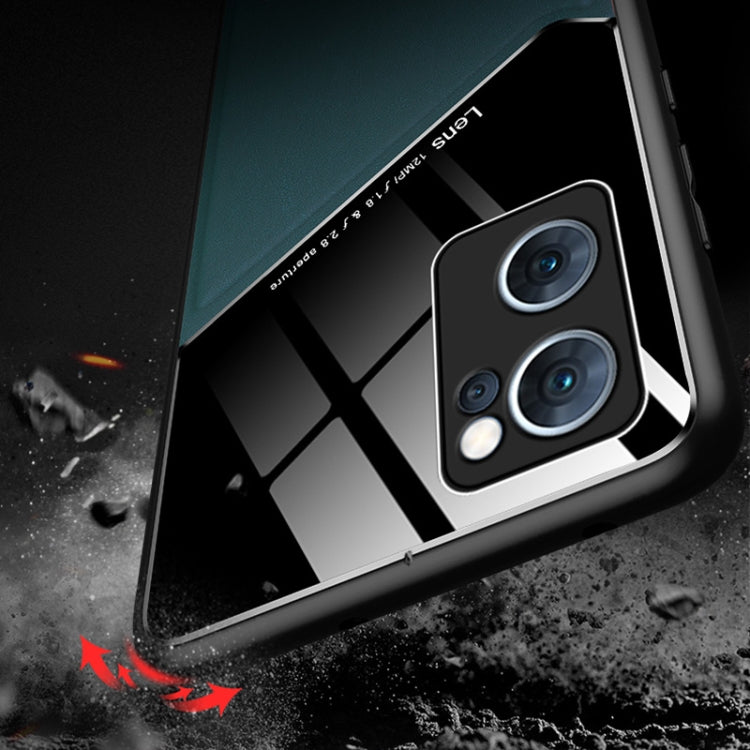 For OPPO Reno7 All-inclusive Leather + Organic Glass Phone Case