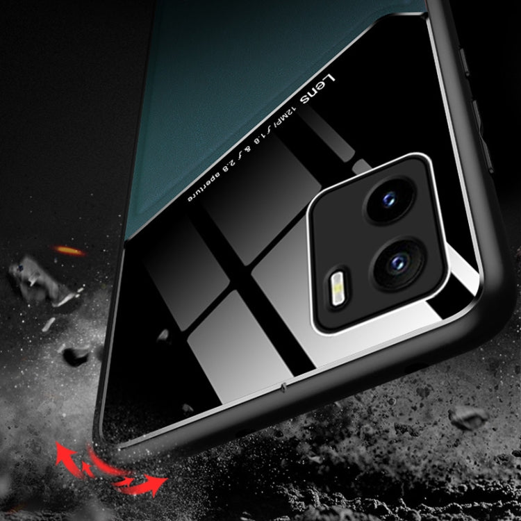 For vivo Y15s All-inclusive Leather + Organic Glass Phone Case