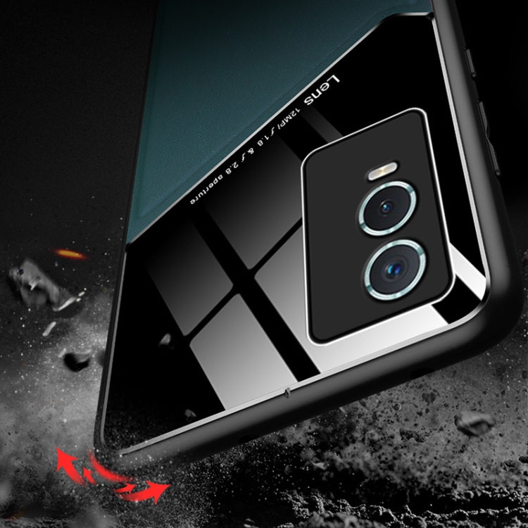 For vivo Y76s All-inclusive Leather + Organic Glass Phone Case