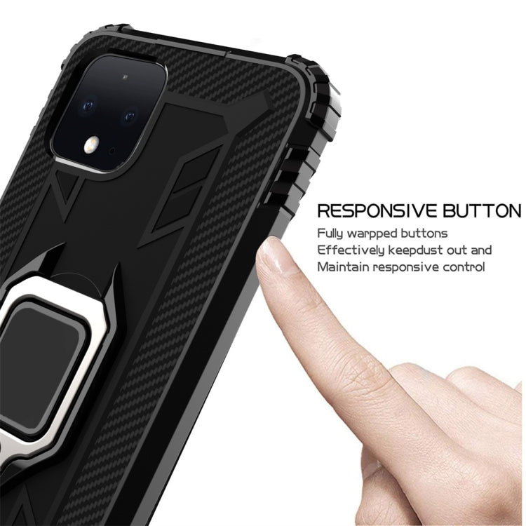 For Google Pixel 4 Carbon Fiber Protective Case with 360 Degree Rotating Ring Holder