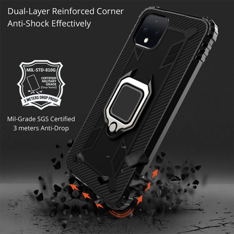 For Google Pixel 4 Carbon Fiber Protective Case with 360 Degree Rotating Ring Holder