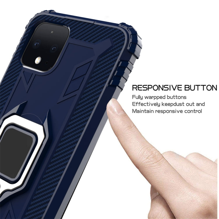 For Google Pixel 4 Carbon Fiber Protective Case with 360 Degree Rotating Ring Holder