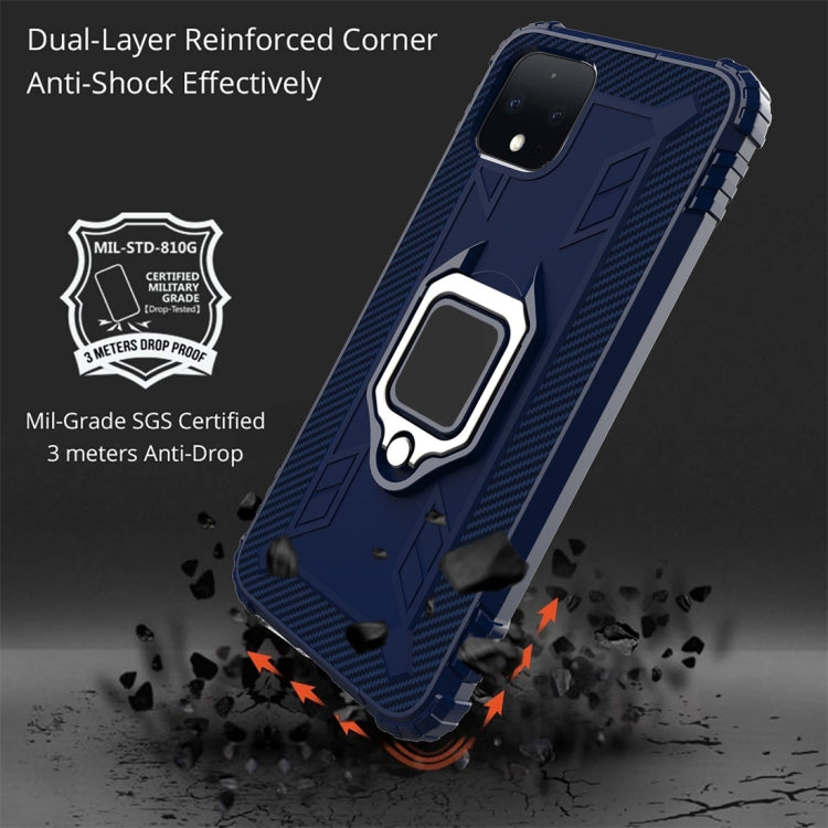 For Google Pixel 4 Carbon Fiber Protective Case with 360 Degree Rotating Ring Holder