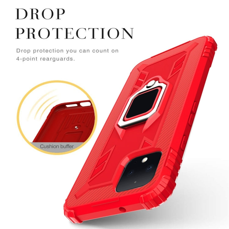 For Google Pixel 4 Carbon Fiber Protective Case with 360 Degree Rotating Ring Holder