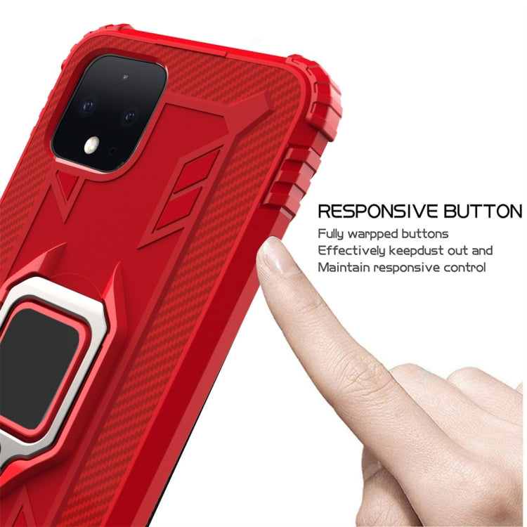 For Google Pixel 4 Carbon Fiber Protective Case with 360 Degree Rotating Ring Holder