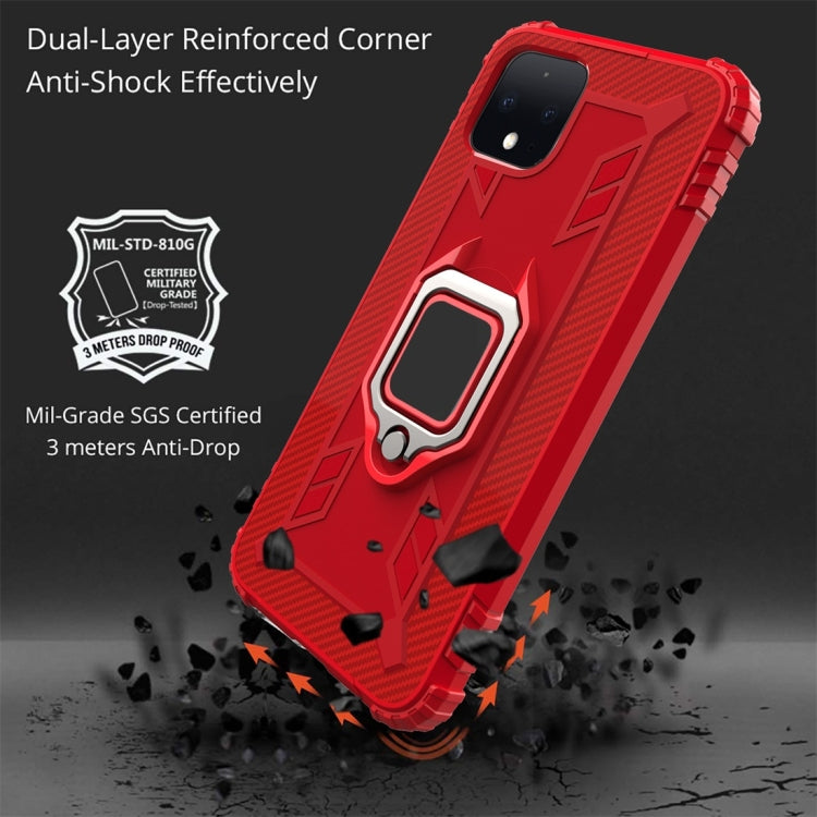 For Google Pixel 4 Carbon Fiber Protective Case with 360 Degree Rotating Ring Holder